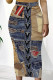 Khaki Sexy Print Patchwork Skinny Mid Waist Pencil Positioning Print Bottoms