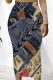 Blue Sexy Print Patchwork Skinny Mid Waist Pencil Positioning Print Bottoms