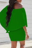Red Sexy Print Patchwork Backless Off Shoulder Wrapped Skirt Dresses