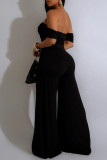 Green Casual Solid Color Patchwork Backless High Slit Ruched Strapless Short Sleeve Two Pieces