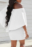 Red Sexy Print Patchwork Backless Off Shoulder Wrapped Skirt Dresses