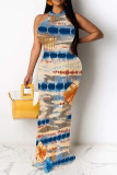 Leopard Print Sexy Graffiti Print Contrast O Neck One Step Skirt Dresses