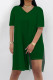 Green Casual Solid Color Patchwork High Slit V Neck Half Sleeve Two Pieces