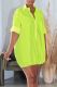 Fluorescent Green Casual Solid Color Pocket Buckle Patchwork Turndown Collar Straight Dresses