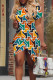 Multicolor Sexy Print Patchwork O Neck Irregular Dresses