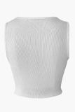 White Sexy Letters Patchwork O Neck Tops