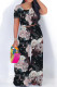 Pink Black Casual Print Patchwork O Neck Short Sleeve Two Pieces