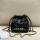 Black Casual Daily Letters Draw String Metal Accessories Trim Bags