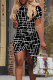 Black Sexy Print Patchwork O Neck Irregular Dresses