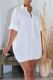 White Casual Solid Color Pocket Buckle Patchwork Turndown Collar Straight Dresses
