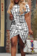 White Casual Leopard Print Print Patchwork O Neck Irregular Dresses