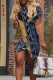 Multicolor Sexy Print Patchwork O Neck Irregular Dresses
