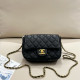 Black Casual Daily Letters Patchwork Metal Accessories Trim Bags