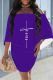Purple Casual Letters Patchwork Off Shoulder Wrapped Skirt Dresses