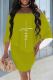 Yellow Casual Letters Patchwork Off Shoulder Wrapped Skirt Dresses