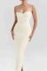 Light Apricot Sexy Solid Color Patchwork Backless Cross Straps Slit Spaghetti Strap Sling Dresses
