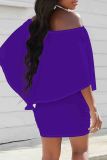 Red Casual Letters Patchwork Off Shoulder Wrapped Skirt Dresses