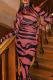 Red Elegant Stripe Patchwork Turtleneck Long Dresses