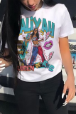 White Casual Street Graffiti Print Letters O Neck T-Shirts