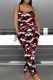Red Casual Print Patchwork Backless Spaghetti Strap Loose Jumpsuits