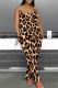 Khaki Casual Print Pocket Patchwork Backless Spaghetti Strap Loose Jumpsuits