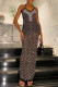 Black Sexy Patchwork Hot Drilling See-Through Backless Spaghetti Strap Long Dresses