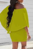 Red Casual Letters Patchwork Off Shoulder Wrapped Skirt Dresses
