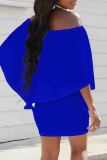 Red Casual Letters Patchwork Off Shoulder Wrapped Skirt Dresses