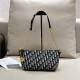 Blue Casual Street Letters Patchwork Chains Contrast Bags