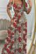 Burgundy Sexy Print Hollow Out Patchwork Backless Off Shoulder Long Dresses