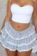 Grey Sexy Draw String Patchwork Contrast Ruffled Trim Loose Low Waist Speaker Patchwork Bottoms