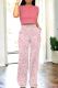 Pink Casual Print Pocket Patchwork O Neck Short Sleeve Two Pieces