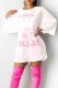 White Casual Letters Sequins Patchwork O Neck Straight Dresses