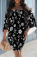 Black Sexy Floral Print Contrast Off Shoulder Printed Dresses
