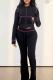 Black Casual Solid Color Draw String Pocket Patchwork Zipper Zipper Collar Long Sleeve Two Pieces