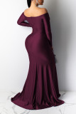 Pink Sexy Prom Solid Color Slit Ruched V Neck Evening Dresses