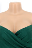 Pink Sexy Prom Solid Color Slit Ruched V Neck Evening Dresses