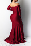 Pink Sexy Prom Solid Color Slit Ruched V Neck Evening Dresses