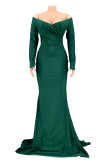 Pink Sexy Prom Solid Color Slit Ruched V Neck Evening Dresses