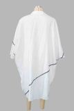 White Street Solid Color Pocket Buckle Patchwork Contrast Turndown Collar Irregular Dresses