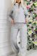 Grey Casual Letters Pocket Patchwork Zipper Zipper Collar Long Sleeve Two Pieces