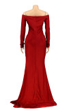 Pink Sexy Prom Solid Color Slit Ruched V Neck Evening Dresses