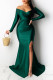 Green Sexy Prom Solid Color Slit Ruched V Neck Evening Dresses