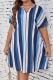 Blue Casual Colorblock Patchwork Contrast V Neck Straight Plus Size Dresses
