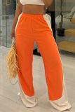 Purple Casual Patchwork Contrast Loose High Waist Wide Leg Patchwork Bottoms