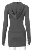 Apricot Sexy Solid Color Patchwork Zipper Zipper Collar Long Sleeve Two Pieces