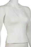 White Sexy Solid Color Patchwork Slit Halter Tops