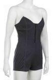 Dark Gray Sexy Solid Color Patchwork Backless Zipper Spaghetti Strap Skinny Rompers