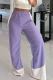 Purple Casual Patchwork Contrast Loose High Waist Wide Leg Patchwork Bottoms