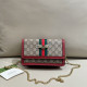 Red Casual Street Letters Patchwork Chains Contrast Bags